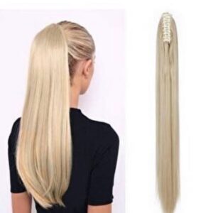 Düz Bej Sarı Tokalı At Kuyruğu Postiş 65 Cm 220 Gram